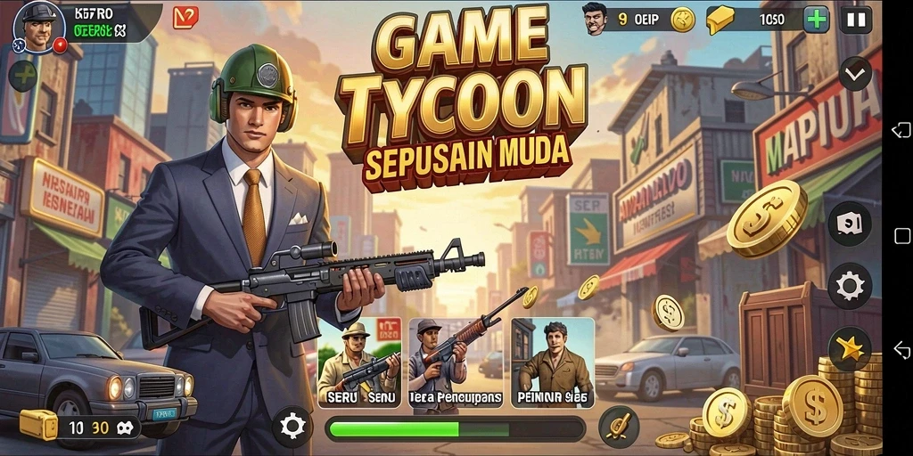 Tampilan gameplay mendebarkan dalam 55RP dengan elemen Tycoon yang unik.