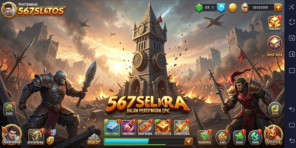 Tampilan gameplay menara pertahanan yang intens di 567SLOTS.