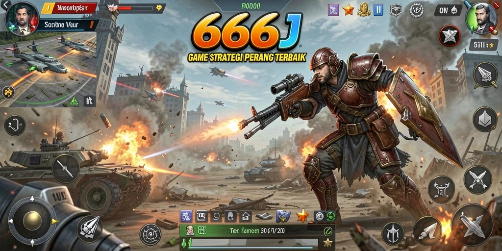Tampilan gameplay 666J dengan pertempuran strategi yang intens.