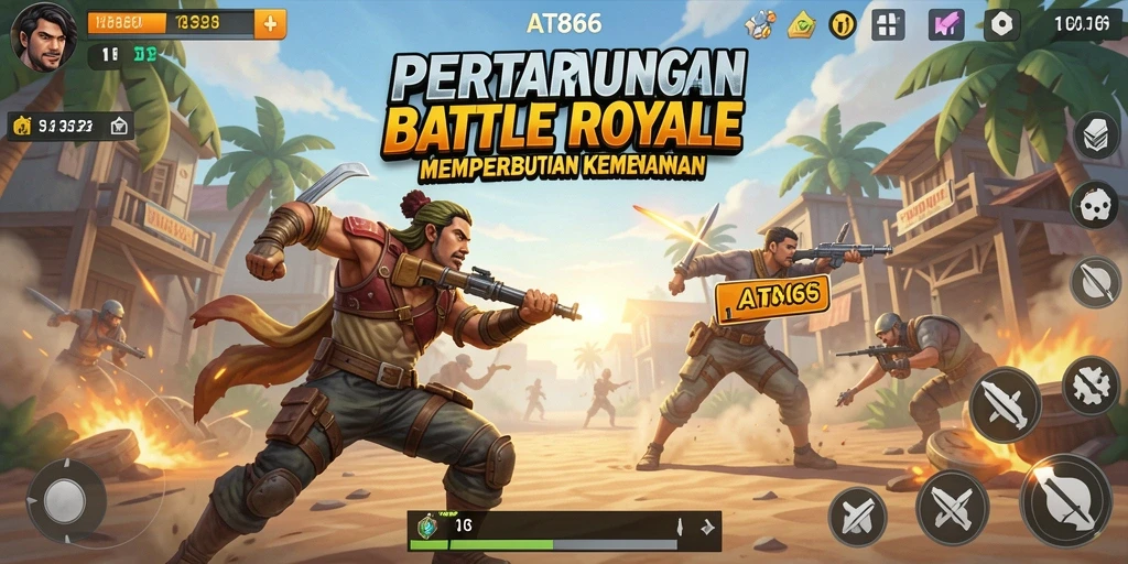Screenshot menunjukkan aksi seru pertarungan di AT866 Battle Royale.