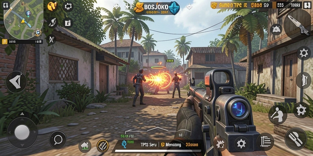 Tampilan gameplay seru di BOSJOKO dengan aksi yang mendebarkan.