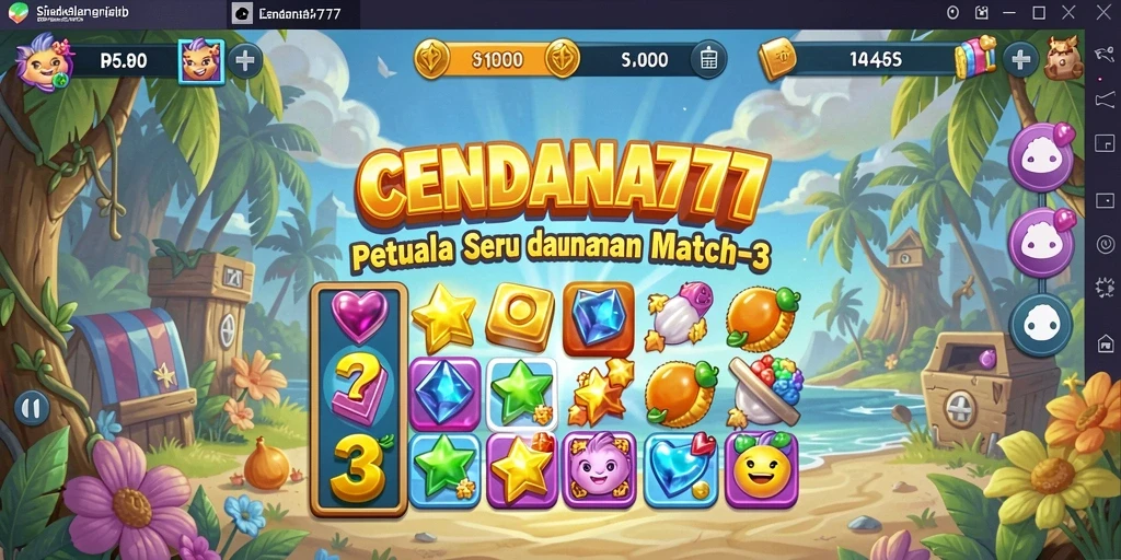 Gameplay seru CENDANA777 dalam permainan Match-3 yang penuh warna.