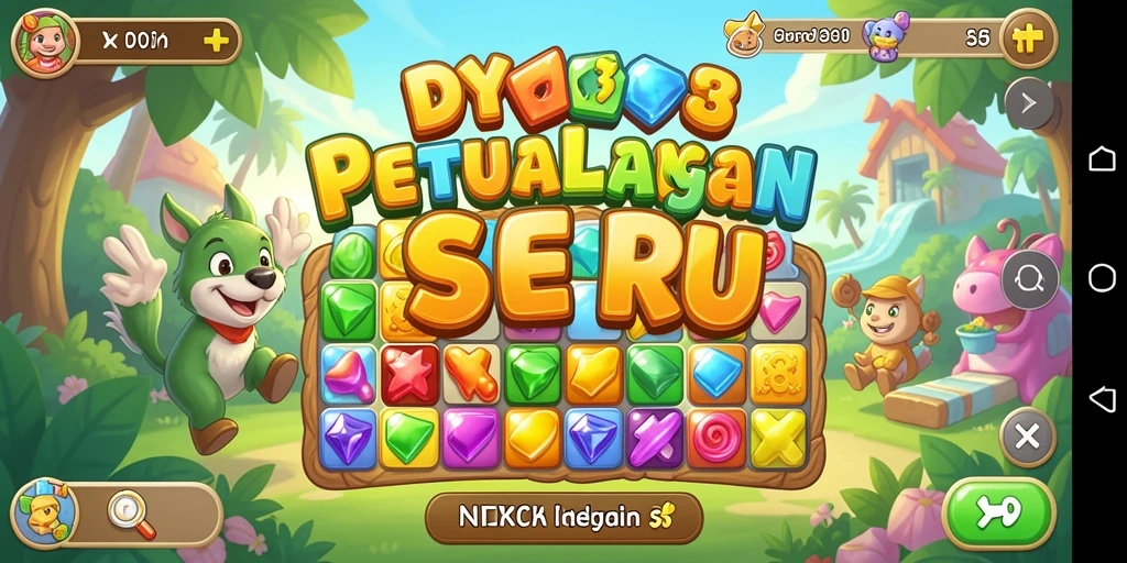 Gameplay DY01 yang seru dengan tantangan Match-3 yang menarik.