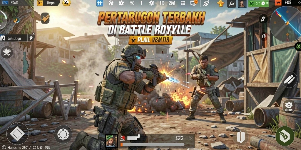 Gameplay intens di arena pertarungan FO8, serunya pertempuran Battle Royale.