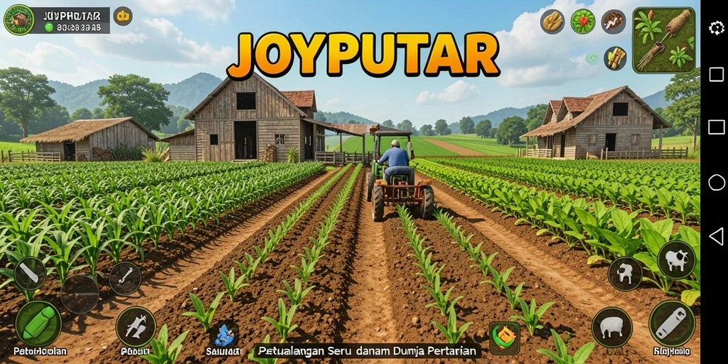 Tampilan gameplay yang seru dan interaktif di dunia pertanian.