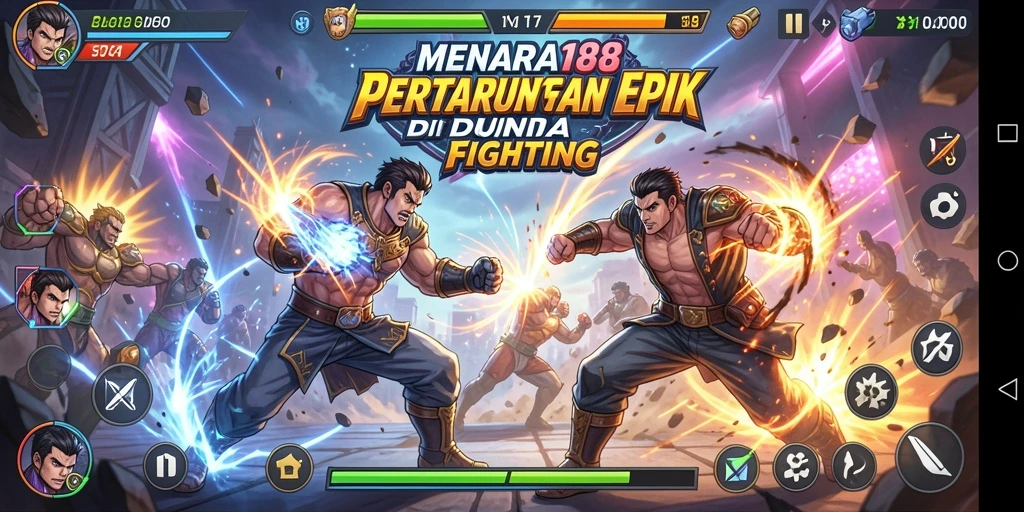 Tampilan gameplay seru dalam MENARA188 menunjukkan aksi pertarungan yang menegangkan.