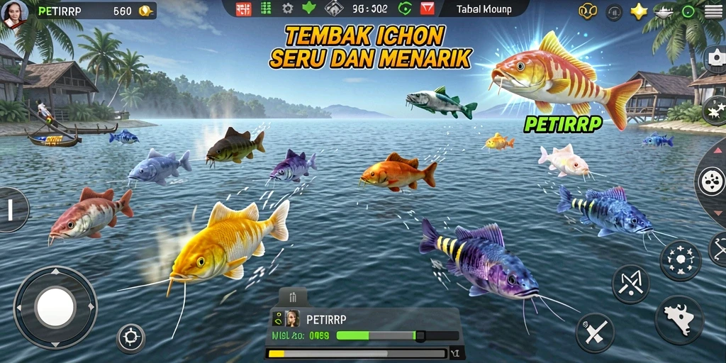 Screenshot tampilan gameplay Tembak Ikan yang seru di PETIRRP.