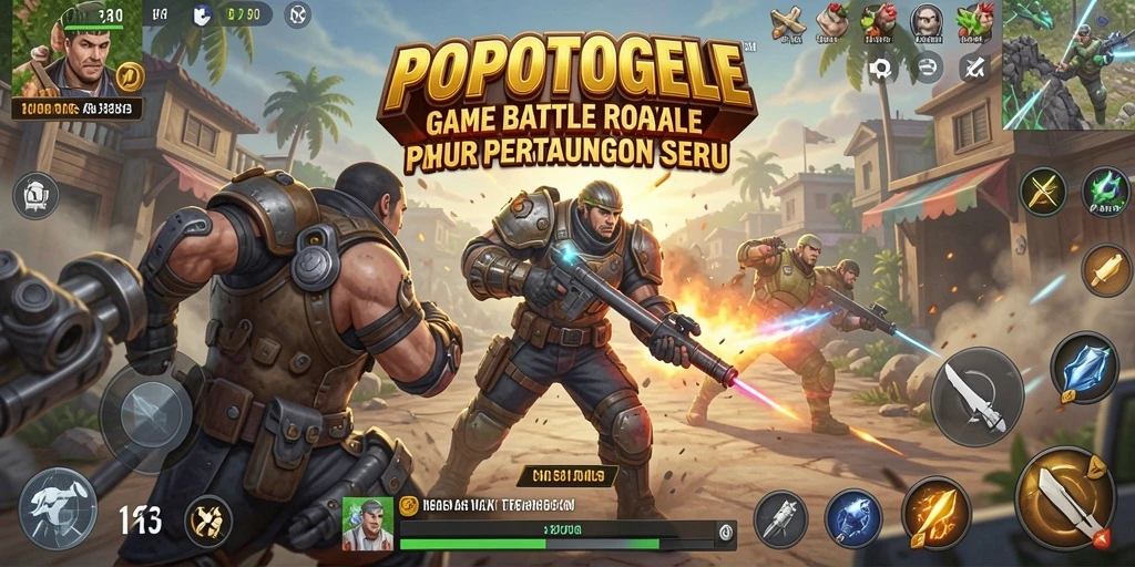 Screenshot POPOTOGEL menampilkan momen intens dalam pertarungan Battle Royale.