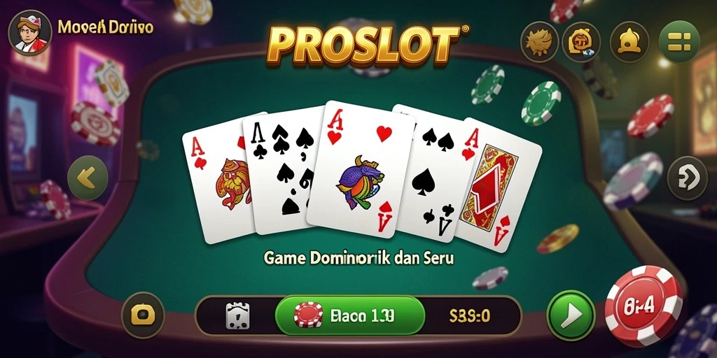 Tampilan seru gameplay Domino yang mendebarkan di PROSLOT.