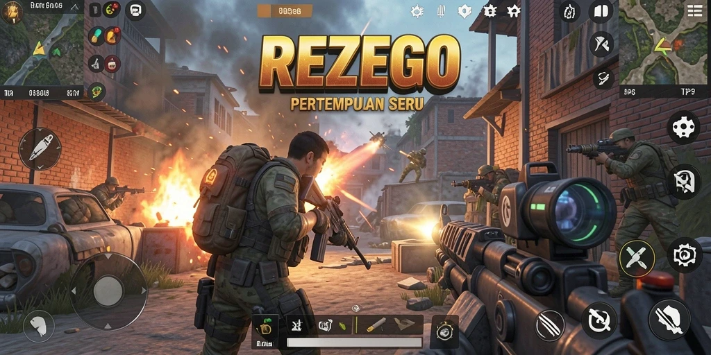 Tampilan mendebarkan dari pertempuran dalam REZEGO dengan grafik yang memukau.