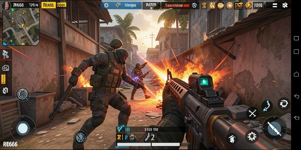 Screenshot gameplay menunjukkan aksi seru dalam pertarungan TPS.