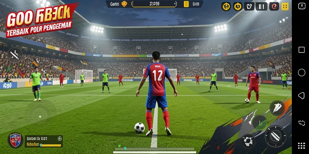 Tampilkan aksi seru dalam pertandingan sepak bola.