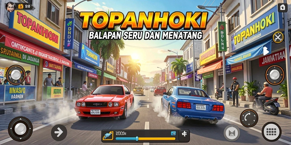 Tangkapan layar gameplay seru dari TOPANHOKI dengan aksi balap cepat.