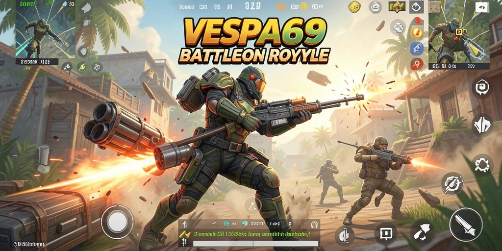 Tangkapan layar gameplay VESPA69 yang menunjukkan aksi pertempuran seru di arena.