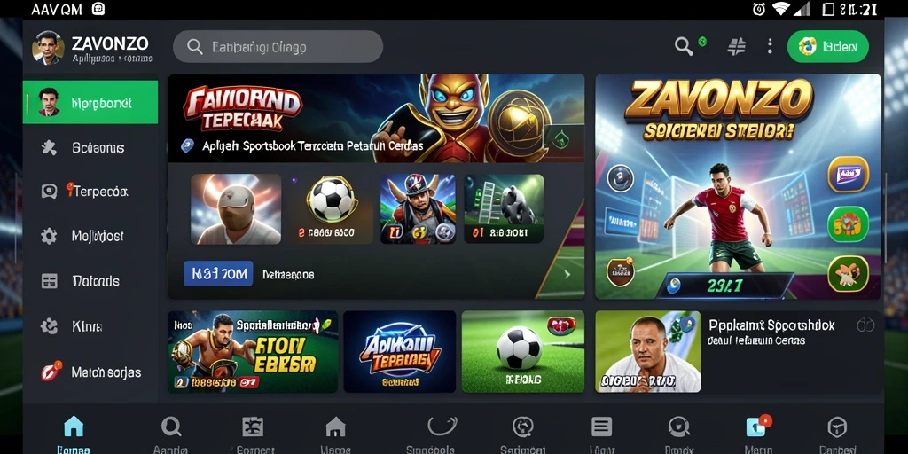 Tampilan gameplay interaktif aplikasi ZAVONZO untuk taruhan olahraga.